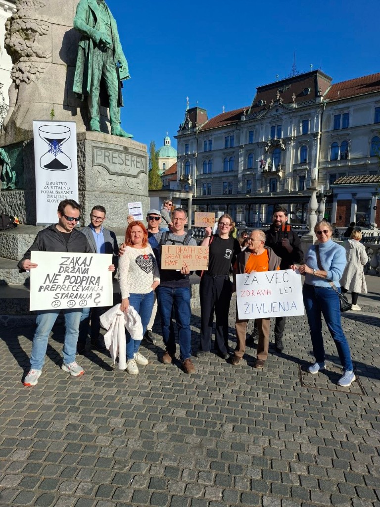 Fund Longevity rally, Prešeren Square, Ljubljana